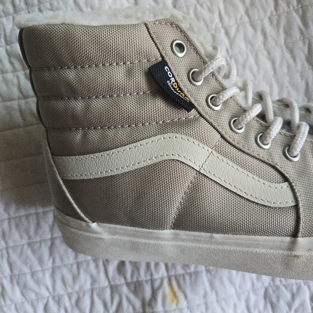 Vans Sk8 Hi Cordura Women Size 10 Tan And White High Top 012026 - Picture 3 of 9